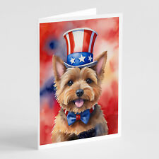 Norwich Terrier Patriotic American Cards Envelopes Pack of 8 DAC5765GCA7P picture