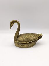 Rare French Vintage Brass Swan Ashtrays 3 in 1 Figurine Bird Ash tray picture