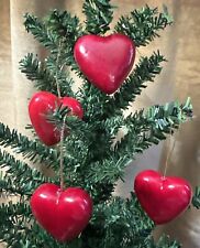 Set of 4 Vintage Red Plastic Heart Ornaments ~ Christmas to Valentine’s Day picture