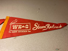 Vintage WK&S The Hawk Mountain Line Steam Railroad Pennant 11.5 inches long picture