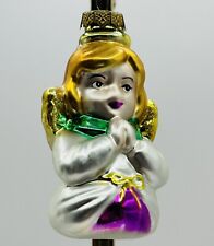 Vintage Glass Praying Angel Ornament Christmas Holiday 3 Inches picture