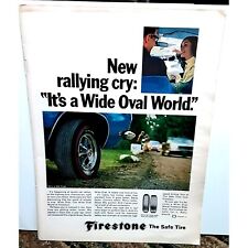 Vintage Firestone Tires Car Wide Oval World 1968 Original Ad empherma picture