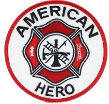 American Hero Firefighter 4 inch round embroidered Patch HTL9846 F4D5B picture