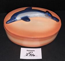 Vtg Ceramic Mexico Souvenir Figural Dolphin Nautical Trinket Box Signed picture