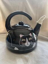 Kamenstein Black Cat Bird Whistle Tea Kettle Vintage *Read Description picture