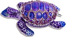 Bejeweled Enameled Animal Trinket Box/Figurine With Rhinestones-Purple Turtle picture
