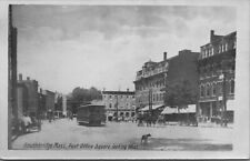 RPPC Main St Southbridge MA Post Office Trolley Horses Carriages Dog Postcard picture