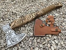 Unique Custom Hand Made Carbon Steel Blade Viking Axe Tomahawk Axe , W/Sheath picture
