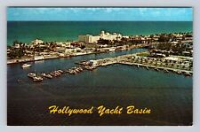 Hollywood FL-Florida, Aerial Yacht Basin, Antique, Vintage Souvenir Postcard picture
