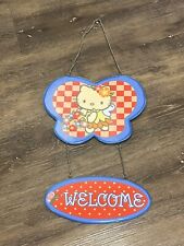 VTG Hello Kitty Sanrio Garden Welcome Hanging Sign HTF Mint picture