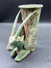 Beautiful Old Near Eastern Bronze Wine Rython In Form Of Ram Animal With Wings picture