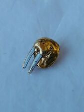 Walrus Lapel Pin Gold - Colored Head with White Tusks Very Tiny picture