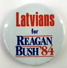 Rare Original: LATVIANS for REAGAN BUSH ‘84 Vintage Political Pin back Button picture
