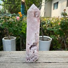 3.9LB 11.4'' Natural Pink Amethyst Geode Obelisk Wand Point Quartz Crystal Tower picture