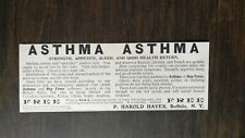 Vintage 1904 Asthma P. Harold Hayes Buffalo, NY Original Ad - 721 picture
