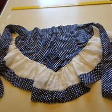  Cotton Apron & Ruffle Blue Polka Dot Pocket Vtg  Hand-Made/Sewn picture