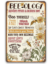 Metal Sign - BEE-ology, Advice From a Honey Bee - Durable Metal Sign - Gift picture