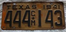 1941 Texas License plate CM 444 143  with paint picture