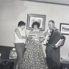Vintage 1963 Black and White Photo Women Singing Man Playing Accordion Music picture