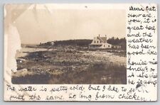 Ocean Point ME Maine RPPC Shore Homes Pier Boat 1906 To Beach Bluff Postcard A47 picture