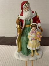 Vintage 1995 Porcelain Old World Santa w/ Little Girl Figurine Avon Collectibles picture