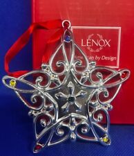 Lenox Sparkle And Scroll Snowflake Multi-Crystal Silverplate Christmas Ornament picture