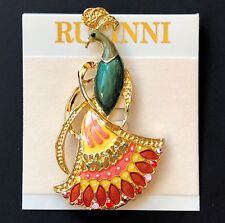 New Rucinni Peacock Pin Large Bird Swarovski Crystal Jewelry Bling Brooch NIP picture