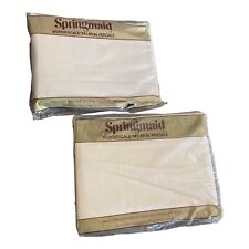 Springmaid VTG Twin Fitted Sheets 2 Piece White VTG NOS Wondercale NoIronPercale picture