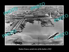 OLD LARGE HISTORIC PHOTO TOULON FRANCE AERIAL VIEW AFTER WWII BOMING c1944 6 picture