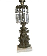 Antique Cornelius & Co. Girandole Centerpiece Brass Marble Candle Prisms  1848 picture