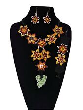 huichol art,3 pcs mexican women's necklace set,, chaquira beads picture