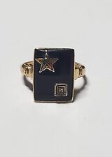 1963 10k Eastern Star Ring, Onyx, Enamel Diamond Vintage Estate Solid Y Gold picture