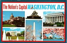 Nation's Capital Washington D.C. Capital, White House,Monuments Vintage Postcard picture