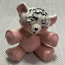 Pink Teddy Bear Planter Baby Vase Ceramic Vintage 1950s 1960s Mid Century 8in picture