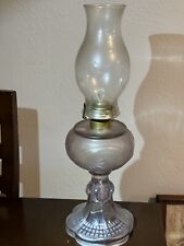 Antique Lavender Hue Glass Pedestal 20” Oil Lamp With Wick picture