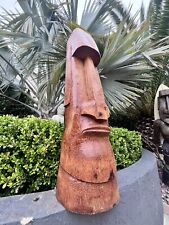 New 3’ 3” Moai Easter Island Tiki  by Smokin' Tikis Hawaii Varnished Coco Palm picture