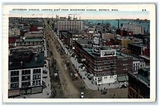 1928 Jefferson Avenue Looking East Woodward Avenue Detroit Michigan MI Postcard picture