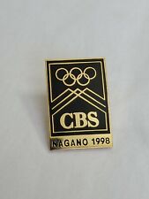 CBS Nagano 1998 Winter Olympic Games Souvenir Pin Black And Gold Colored picture