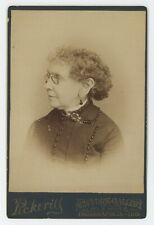 Antique Circa 1880s Cabinet Card Older Woman Pince-Nez Glasses Indianapolis, IN picture