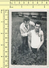 #090 Men Hug Males Guys Closeness Field Country vintage photo original snapshot picture