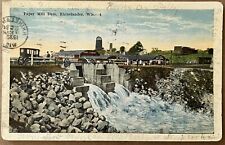 Rhinelander Wisconsin Paper Mill Dam Old Car Boat Livery Vintage Postcard c1920 picture