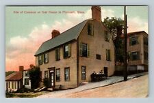 Plymouth MA-Massachusetts, Site of Common, First House Vintage Souvenir Postcard picture