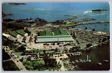 Convention Hall & Marina Dinner Key Coconut Grove Miami Air View Postcard picture