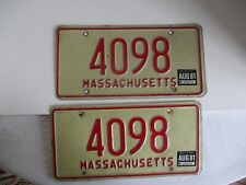 1973-81 Massachusetts License Plate Tag 4098 pair picture