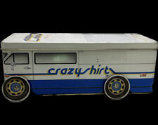 VTG Crazy Shirts Hawaii Tour Bus Metal Rolling Wheels Made In England White Blue picture