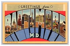 Large Letter Greetings From Baltimore Maryland MD Postcard 14970 picture