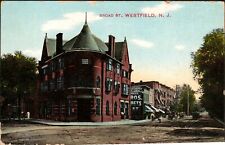 Postcard c1910 NJ Broad Street Westfield New Jersey Street View  picture
