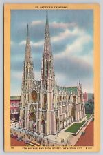 New York City NY St Patrick's Cathedral Catholic Church Vintage 1950 Postcard picture