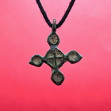 Ancient Bronze Cross Enamels two-sided Viking Kievan Rus 9-11 century Antique picture