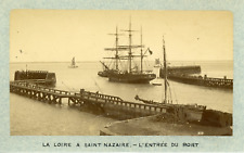 France, La Loire à Saint-Nazaire, the entrance to the port, ca.1870, vintage album picture